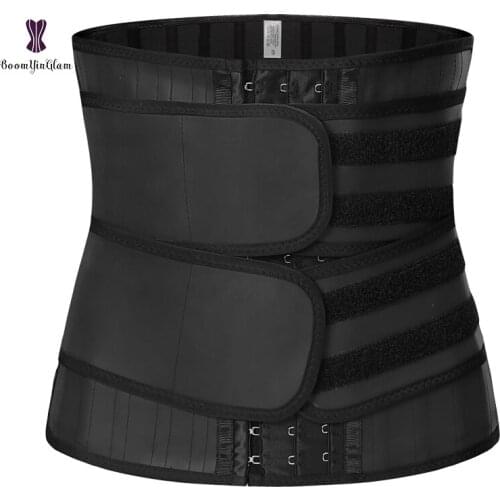 25 bones Women Custom logo fitness training Body Shaper slimming Latex Waist Trainer Fajas Girdle Corsets Double Strap Belt