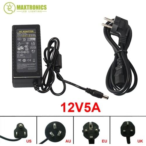 Wholesale price 12V 5A 60W (US/EU/AU/UK Plug) AC 110~240V To DC 12V 5A CCTV Power Supply Adapter for Led Strip Light