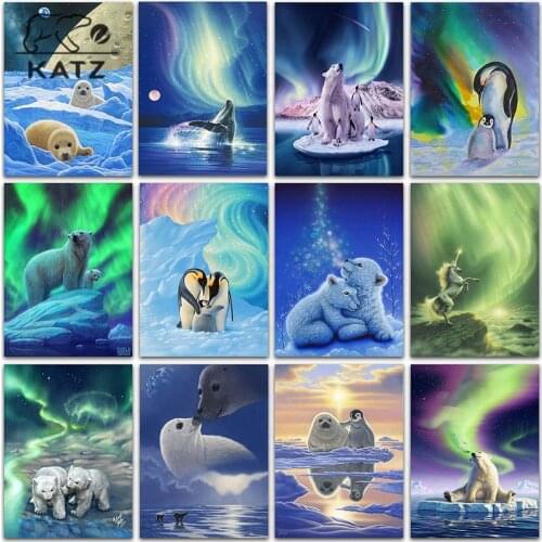 Polar Bear Diamond Painting Diy Aurora Embroidery Crossing Mosaic Art Gift Cross Stitch Living Room Bedroom Home Decoration