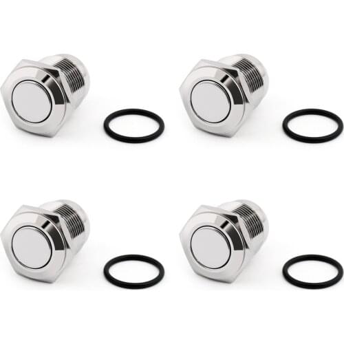 Artudatech 4PCS Metal 16mm 2Pin ON-OFF Latching Flat Round Head Push Button Switch 36V