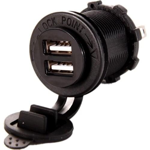 Car-charger Dual USB Charger Socket Outlet 2.1 amp Panel Mount 12V Moto USB Charging Adapter Plug Dual USBMotorcycle Accessories