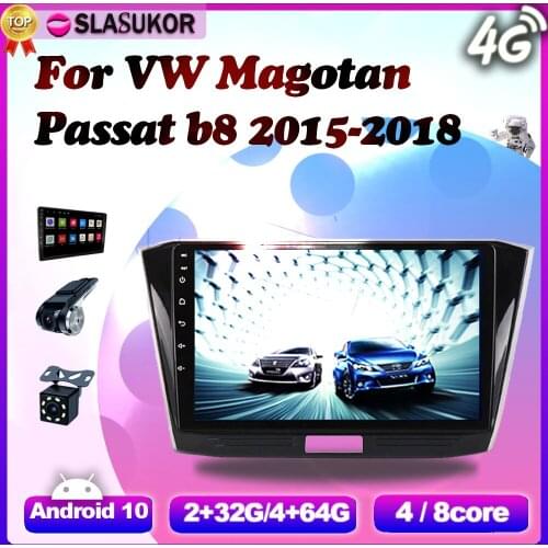 6+128G Android Auto For VW Volkswagen Magotan Passat b8 2015 2016 - 2018 4G RAM Video Player Navigation Car GPS DVD Cable Canbus