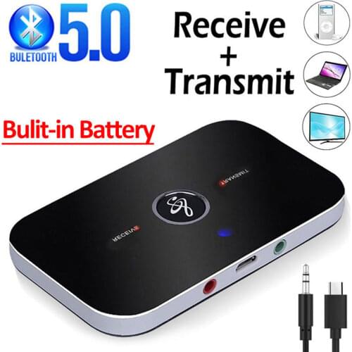 Bluetooth 5.0 Audio Receiver Transmitter 300Mah Battery 3.5mm AUX Jack Stereo Music Wireless Adapters For TV Car PC Headphone