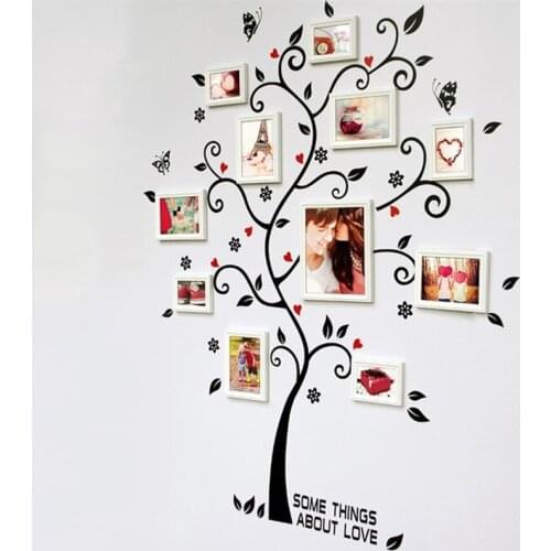 Big Tree Wall Stickers DIY Photo Frame Leaves butterfly Wall Decals Living Room Bedroom Home Decor Mural PVC Room Decoration