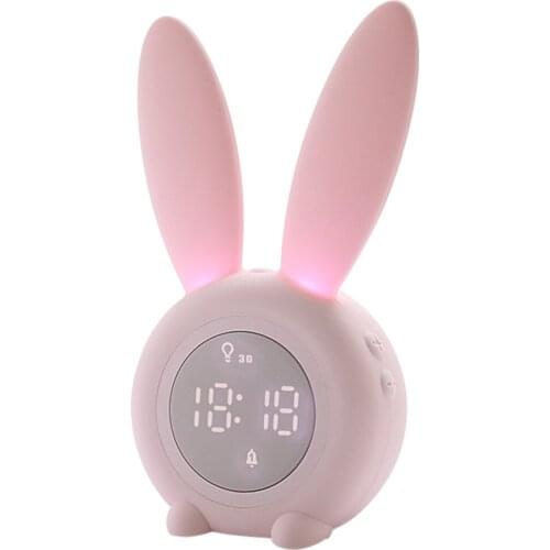 Digital Bunny Alarm Clock Night Lights 2 Alarms 6 Ringtones Time Date Temperature Display Sound / Vibration Control Snoozing