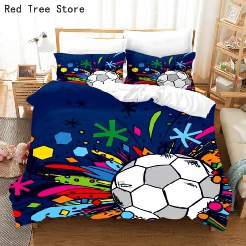 Color Painting Abstract Football Bedding Sets Cartoon Game Printed Design Duvet Cover Beds Set King queen Bed Linen Euro Size