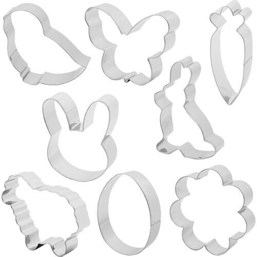 8pc Stainless Steel Easter Egg Rabbit Cookies Cutter Biscuit Mould Cake Mold Egg Radish Sugarcrafts DIY Baking Pastry Decoration