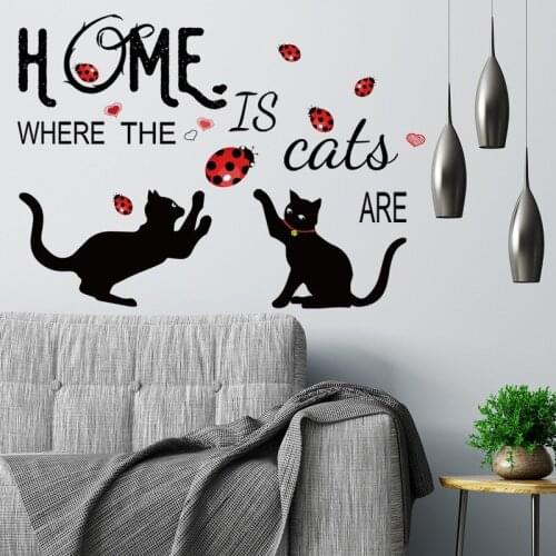 Creative Kitten Wall Stickers Home Decor Living Room Art Poster Teen Room Decoration Mural Modern Bedroom Decals for Furniture
