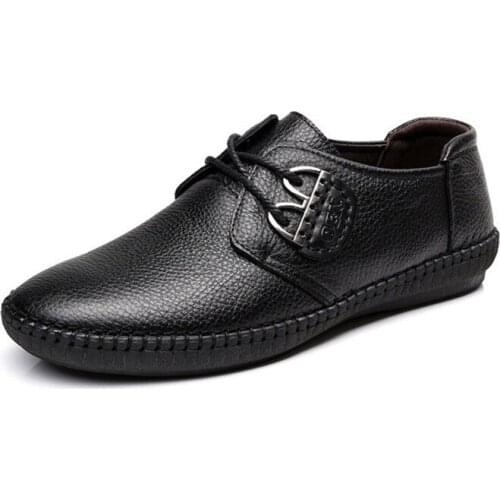 Mens Fashion cow Leather Shoes Working Shoes Lace Up Business Casual Genuine Leather Shoes Flats Male sneaker