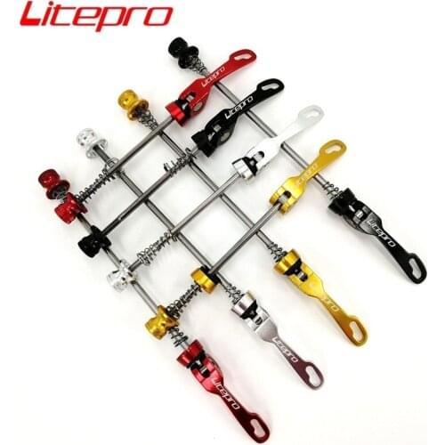 Litepro Folding Bike Hub Quick Release Rod 74mm 130mm Black Red Silver Gold Aluminum Alloy Quick Releas Lever