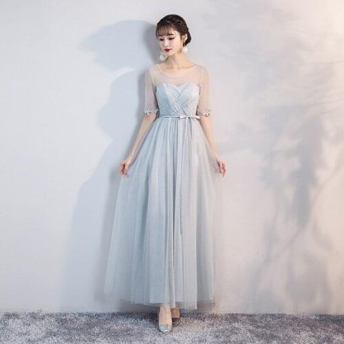 Fashion Elegant Tulle Empire Vintage Formal Long Party Vestidos De Festa Bridesmaids Dresses 169