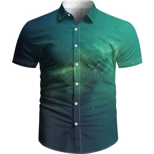 New Hawaiian single breasted 3D printed shirt casual fit mens shirt hip hop beach Harajuku shirt