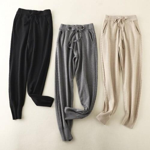 Autumn knit loose twist pants OL 2021 new plus size womens loose elastic waist knitted casual Harlan long pants trousers women