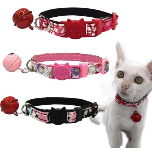 Cat Collar Japanese Style Lovely Printing Buckle Bell Adjustable Necklace For Puppy kitten Small Dogs Pet Accessories Supplies