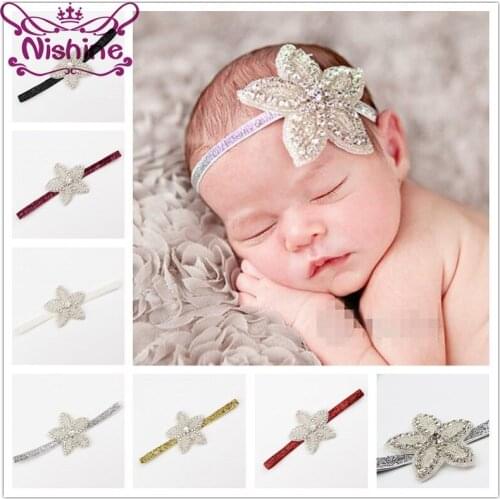 Nishine Girls Star Rhinestone Hairband Newborn Rhinestone Headbands Kids Hair Band Star Headpiece Newborn Photo Prop
