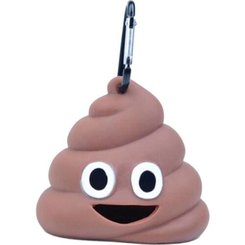 Silicone Poo Shape Pet Waste Bag Dispenser with Clip Doggy Poo Bag Holder