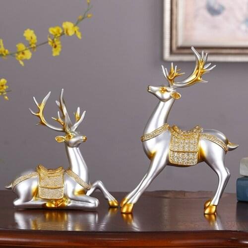 Deers Sculpture Resin Deer Statue Nordic Decoration Home Decor Statues Figurines Modern Decoration Deers Tabletop Ornament