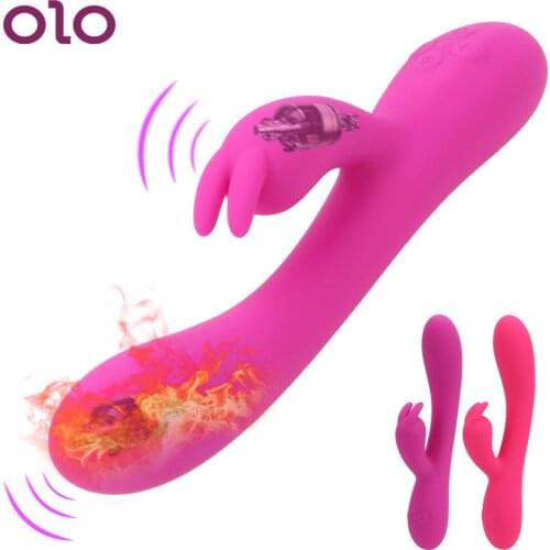 OLO Heating Rabbit Vibrator Dual Motors Dildo Clitoris Vagina Stimulation G Spot Nipple Massager Sex Toys for Women 16 Speeds