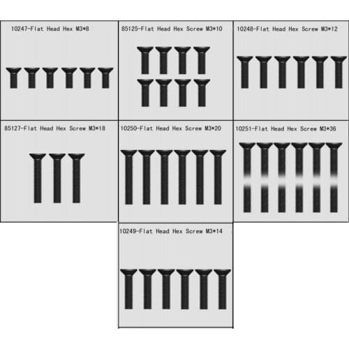 12.9 level countersunk head socket head cap screws, flat head socket head cap screws, flat cup screws M3 for vrx racing rc cars