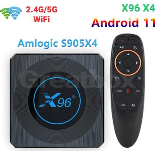 X96 X4 Media Player Amlogic S905X4 Android 11.0 2.4G 5G Dual Wifi 100M LAN BT4.1 8K H.265 HEVC HD Set Top Box TV Box