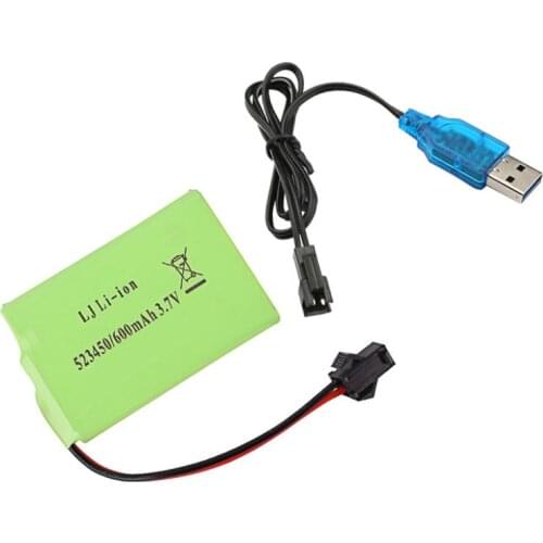 1PCS 523450 Li-ion rechargeable battery 3.7V 600mAH and USB charger for RC toys K9