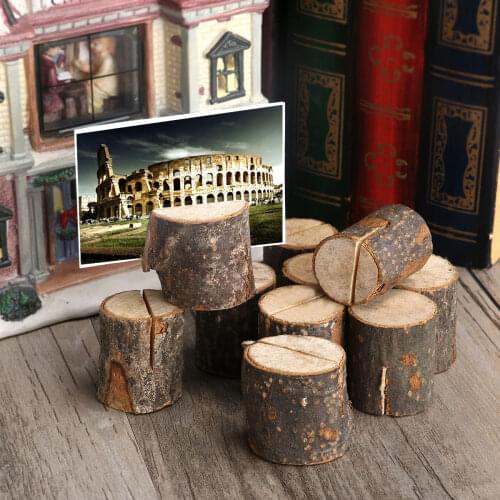 10pcs Rustic Wedding Table Wooden Place Number Name Card Stand Holder Decor