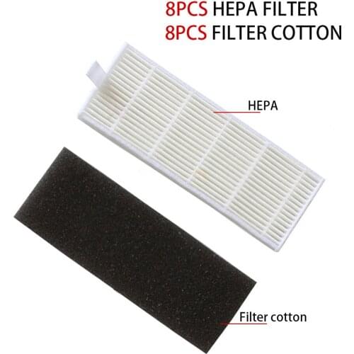 16Pcs 8pcs HEPA Filters Element+8pcs Filter Cotton For Ecovas DN621 DN621+ DN620 For iLife A6 A4 A4S New