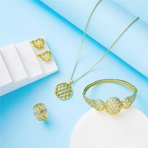 2020 Dec wedding gold jewelry set for women crystal beads fashion jewelry set copper high quality jewelry set