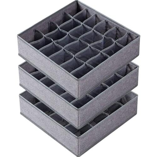 3 Pcs Socks Drawer Storage Divider Underwear Storage Box, 24 Compartments Foldable Wardrobe Storage Box