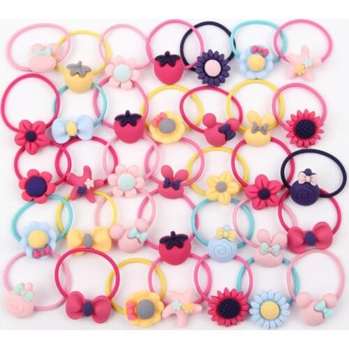 AKWZMLY New Fashion 40Pcs Girls Headband Bow Flower Rabbit Scrunchy Hair Accessories for Kids Hair Bands Rubber Gum Ornaments