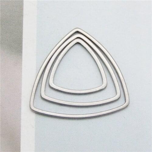 Julie Wang 12PCS Hollow Triangle Charms Stainless Steel Gold Silver Color Geometric Pendant Earrings Jewelry Making Accessory