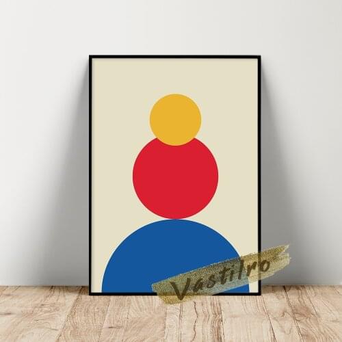 Bauhaus Geometric Shape Basic Colors Circles Modern Home Decor Art Prints Retro Poster Museum Gallery Exhibition Wall Picture