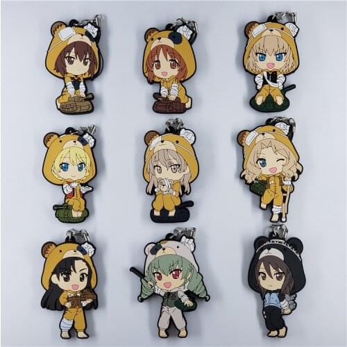 GIRLS and PANZER Keychian Nishizumi Miho saori takebe yukari akiyama Reizei Mako Nishizumi rubber mobile phone strap