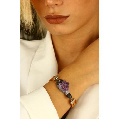 Dr Stone natural Stone womens amethyst Bracelet silver plated XZ121AR333 372888386