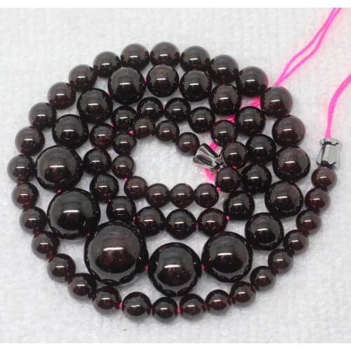 5-13mm Natural Red Garnet Gradually Round Necklace DIY Spacer Loose Beads 16.5"