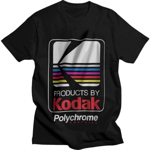 Streetwear Kodak Logo T Shirt Mens 100% Cotton T-shirts Graphic Tshirt Short Sleeve Polychrome Photographer Photography Tee