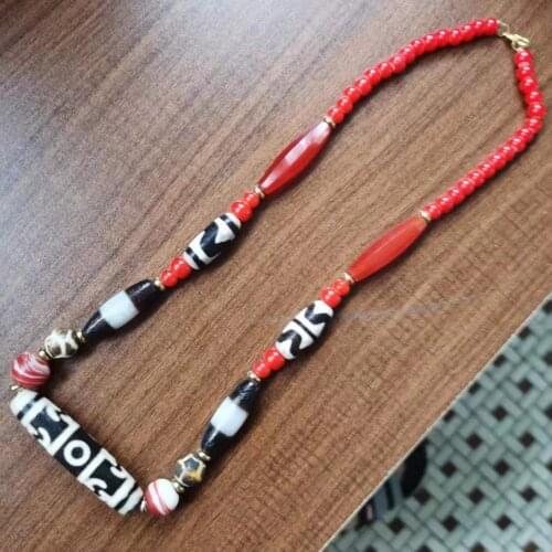 Glazed Agate, Dzi Beads and Beads, Womens Necklace