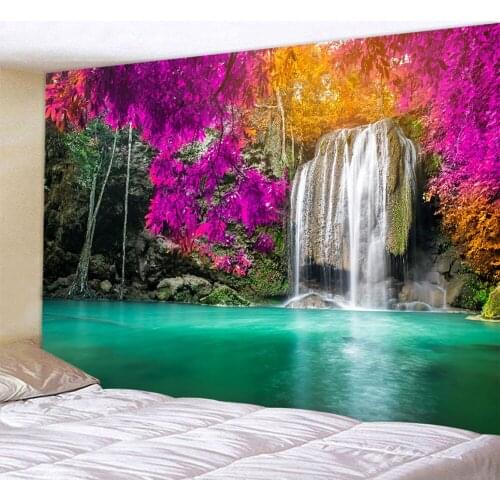 Forest waterfall large size home decor tapestry background cloth bohemian decor tapestry hippie yoga mat sheet sofa blanket
