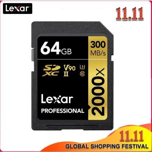 Original Lexar 300MB/s 64GB Memory SD Card 32GB 128GB 2000x SDXC UHS-II U3 Flash Hight speed Card For 3D 4K Digital DSLR Camera