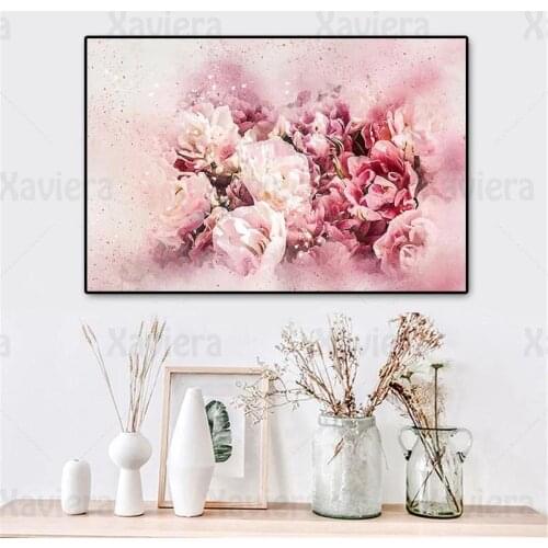 Pink Flower Peony Watercolor Painting Canvas Print Wall Poster Modern Home Decoration for Living Room Bedside Mural Wall Art