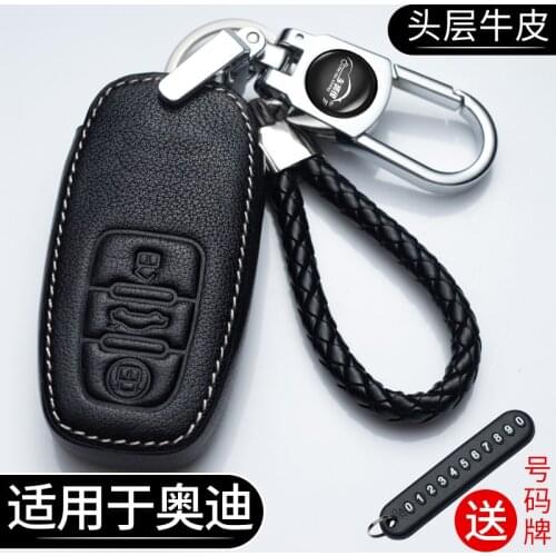 1Set Leather Car Remote Key Case Cover Protective Shell For Audi C6 R8 A1 A3 Q3 A4 A5 Q5 A6 S6 A7 B6 B7 B8 8P 8V 8L TT RS Sline