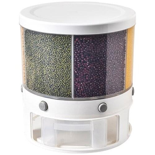Kitchen Food Storage Container Rotating Cans for Cereals Moisture Insect Proof Grain Organizer Box Separat Rice Bucket