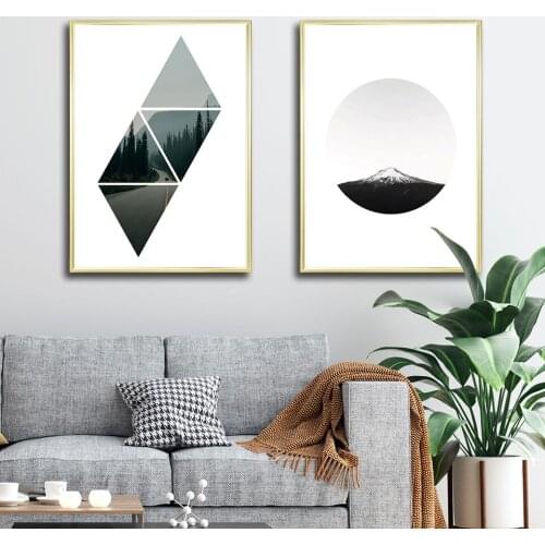 Landscape Geometric Poster Nordic Canvas Painting Mountain Wall Art Pictures For Living Room Modern Decorative Prins On The Wall