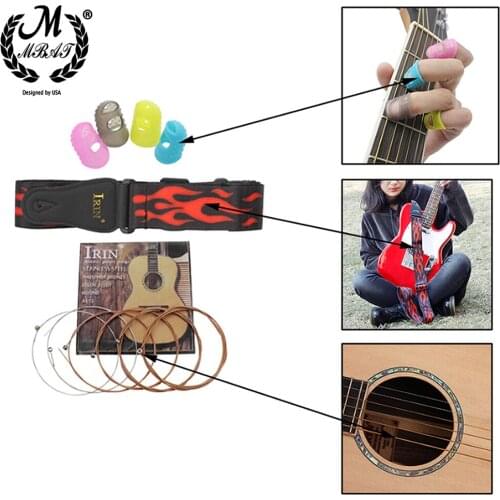 M MBAT 3Pcs/Set Guitar Strings Adjustable Colorful Printing Nylon Strap Fingertip Protector Classic Guitar Parts Accessories
