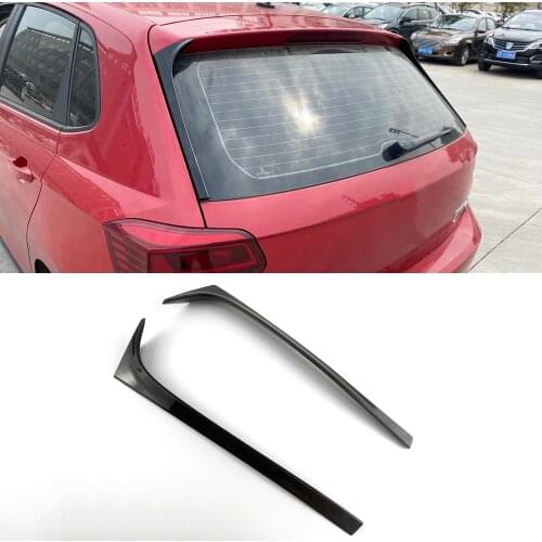 2pcs Piano Bright Black Car Back Rear Window Side Spoiler Wing Cover Trim For VW Volkswagen Polo MK6 polo Plus 2019 2020