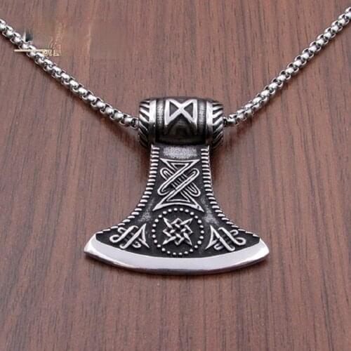 Stainless Steel Axe Shaped Silver Color Pendant Viking Punk Rock Hip Hop Man Women Personality Party Accessories Retro Jewelry