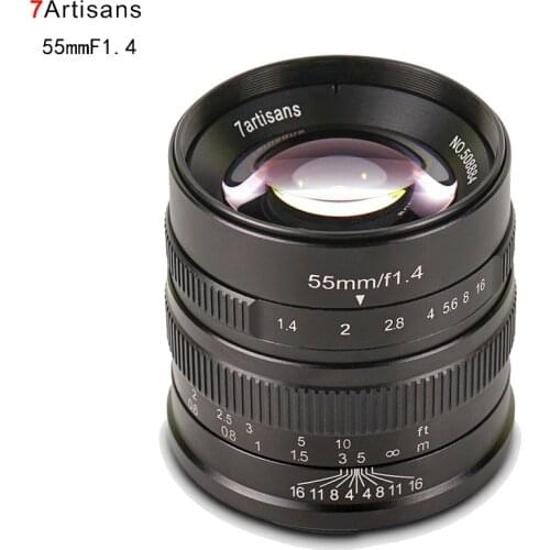 7artisans 55mm F1.4 Large Aperture Manual Focus Lens for Canon EOS M6 M50/Sony E Mount A6500 A7RIII A7III/Fuji X-T2/M4/3 GH5 GH4