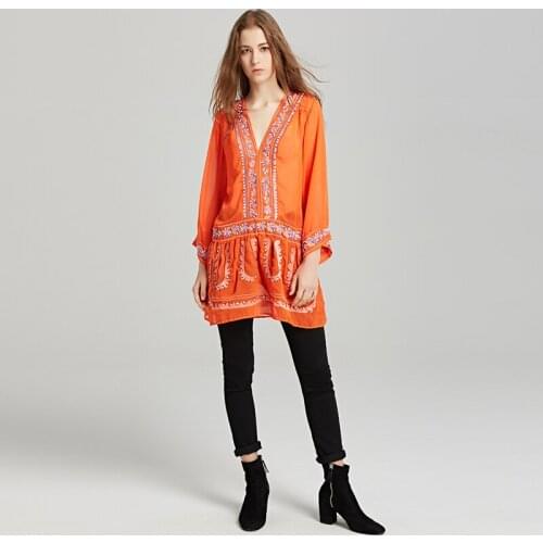 Luxuriant embroidery perspective dress unlined upper garment Nail bead width of sleeve blouse dress