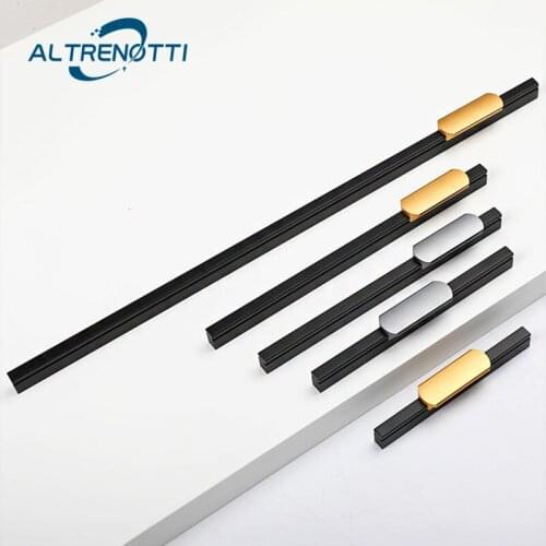 Furniture Handle Wardrobe Aluminum Alloy Modern Kitchen Cupboard Knob Long Size Simple Dresser Drawer Cabinet Door Pull Hardware