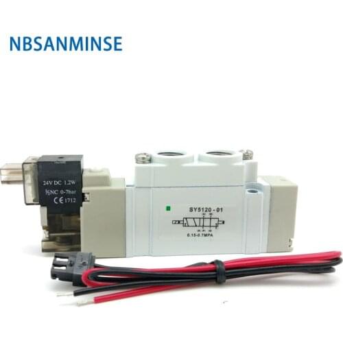 SY 5000 Mini Solenoid Valve G 1/8 DC24V AC220V NC Two Position Five Way Three Position Five Way SMC Type Automation NBSANMINSE